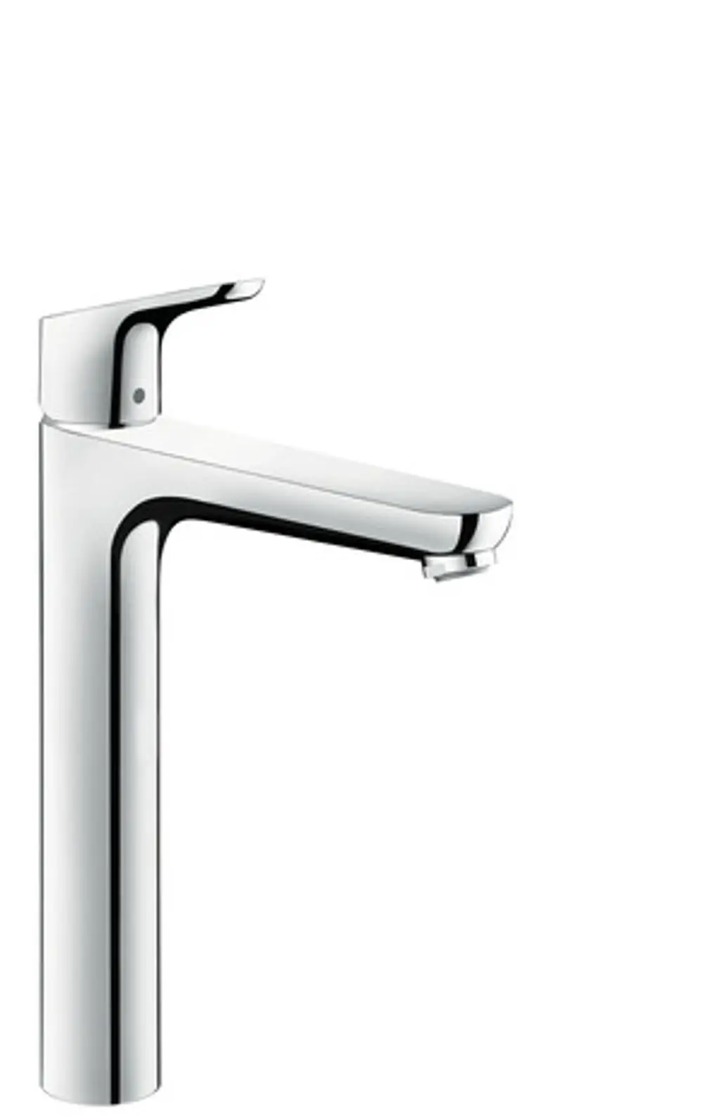 Einhebel-Waschtischmischer in Chrom-Finish von Hansgrohe mit modernem Design, geeignet für Aufsatzwaschtische und mit Zugstangen-Ablaufgarnitur ausgestattet.